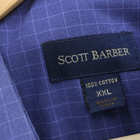 Scott Barber Shirt Mens 2XL Blue Plaid Button Down Long Sleeve Collared Cotton - Picture 6 of 9